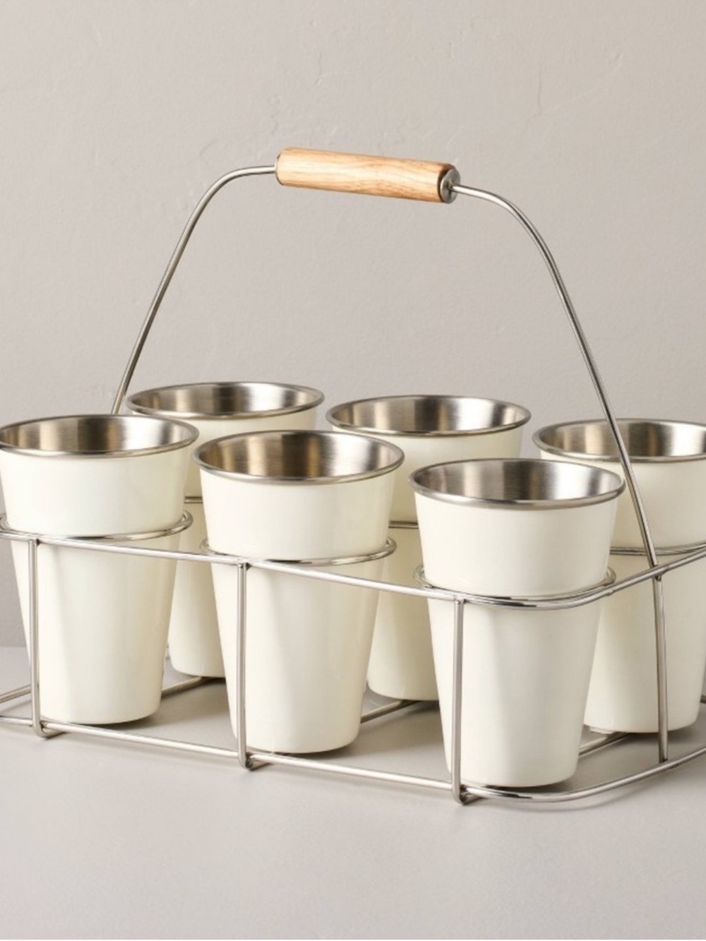 New! Metal and Rubberwood Caddy Color: Sour Cream - Hearth & Hand™ with Magnolia